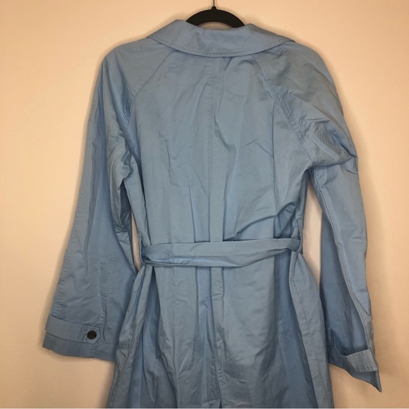 a new day Women’s Small light blue long trench coat with tie belt Pockets - Picture 3 of 6